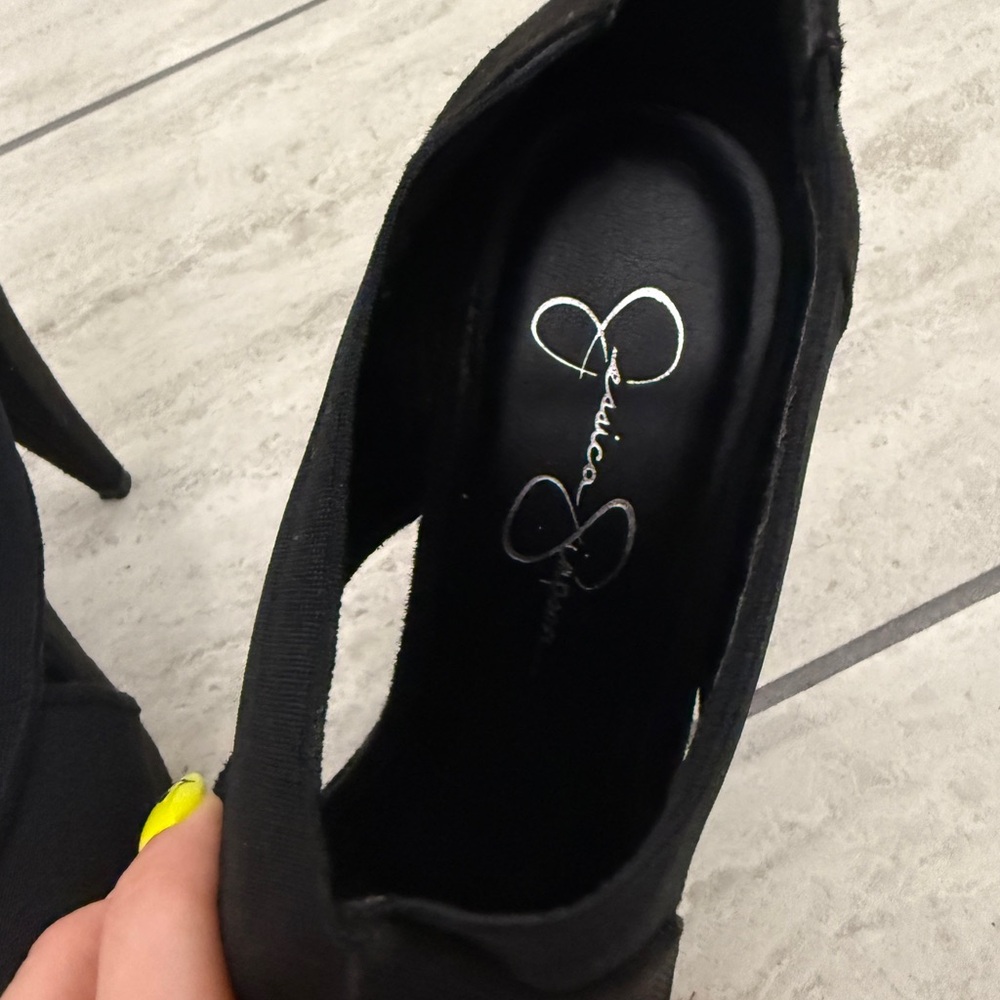 Vintage Jessica Simpson - Y2K Elastic Platform Heeled Bootie - Black - size 8.5 - Picture 10 of 11